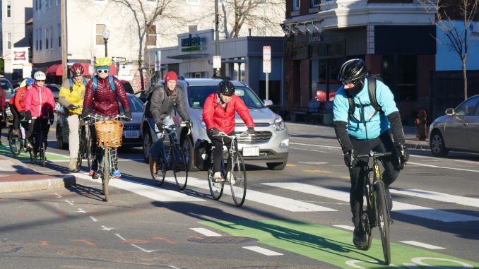 People biking in a group