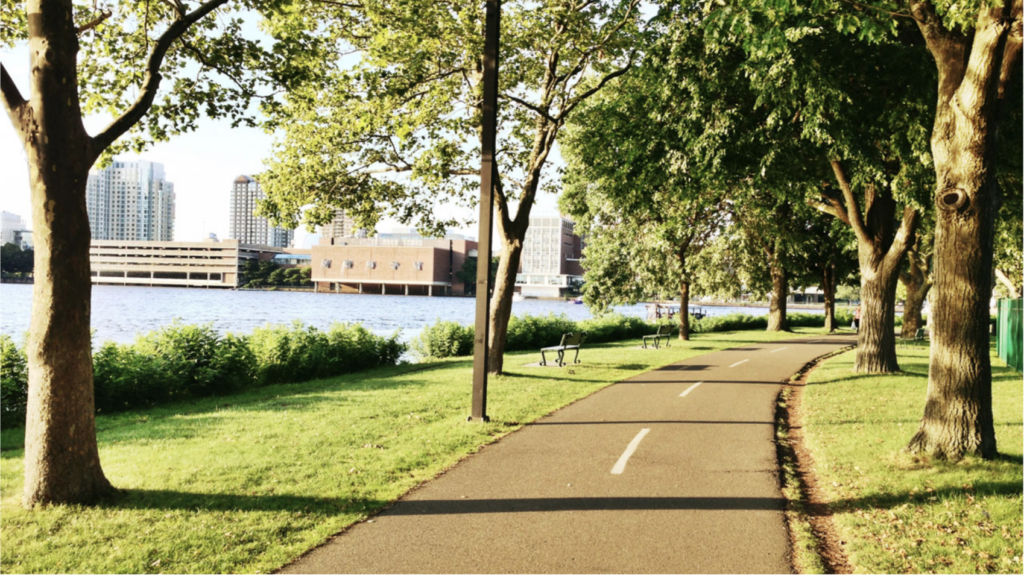 Map of bike paths and greenways around Cambridge, Somerville, and Boston